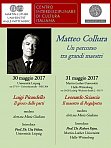 Plakat zu zwei Veranstaltungen mit Matteo Collura: Un percorso tra grandi maestri, 
am 30.5.2017 in Leipzig und am 31.5.2017 in Halle