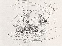 Karikatur Hoffmann auf die Forschungsreise Adelbert von Chamissos 1816